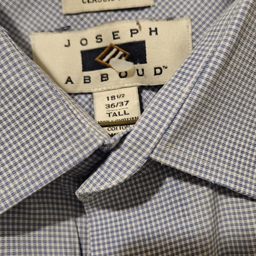 EUC 18 1/2 36/37 Joseph Abboud Men's Blue Gingham Shirt